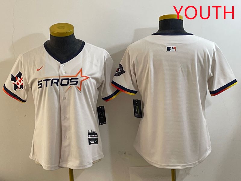 Youth Houston Astros Blank Cream Three generations Joint Name 2025 Nike MLB Jersey style 4101->youth mlb jersey->Youth Jersey